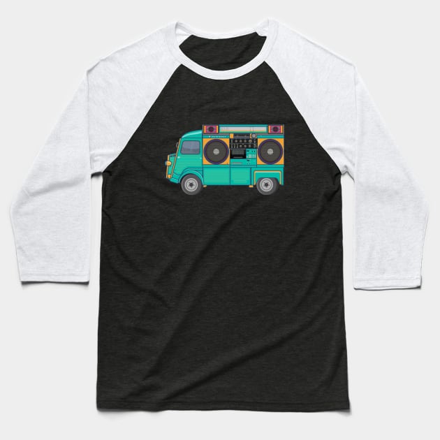 Citroen HY - Boombox Van- Huge Ghettoblaster on a Classic Van Baseball T-Shirt by Boogosh